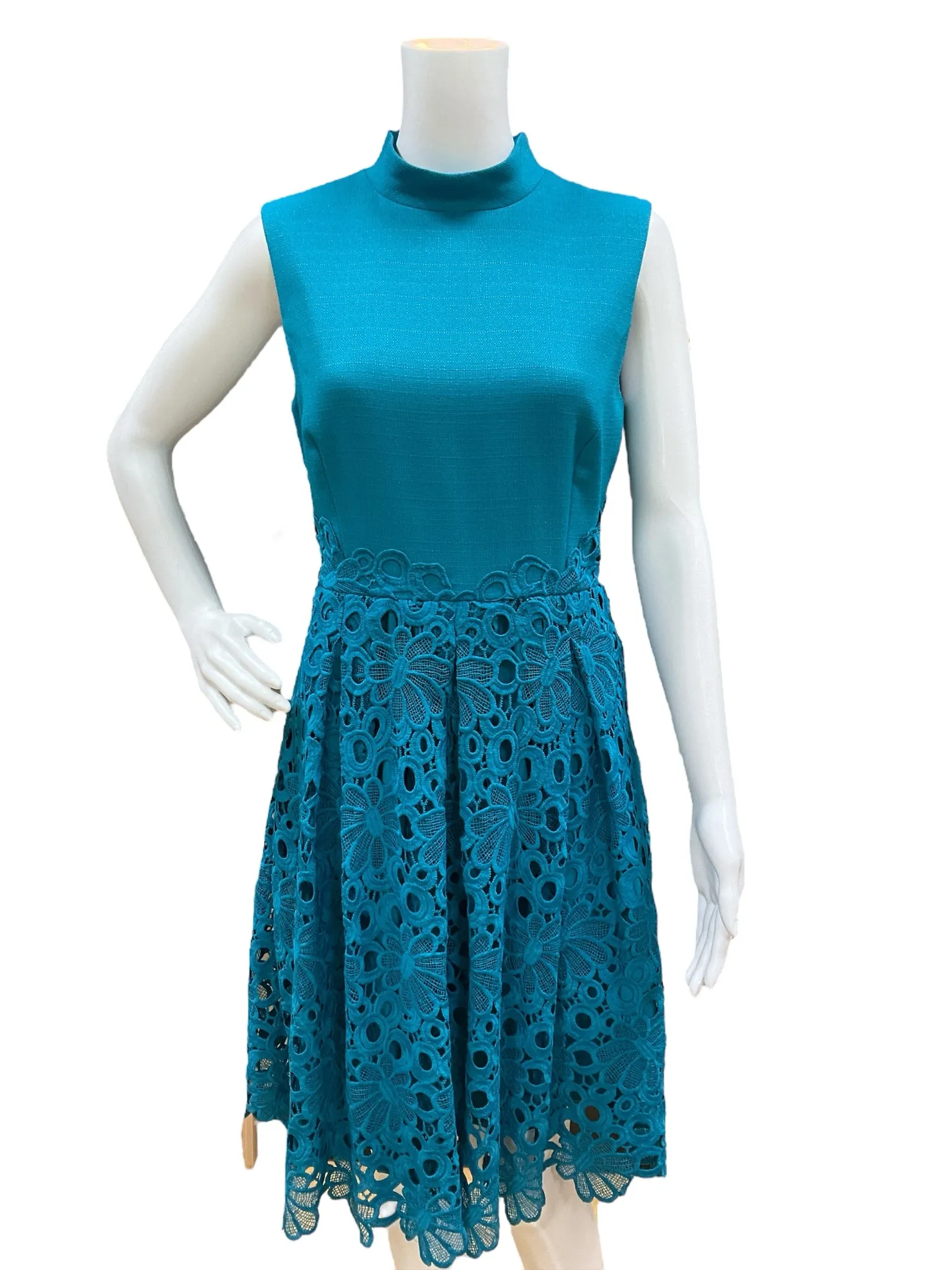 Antonio Melani Teal Crochet Dress Size 6