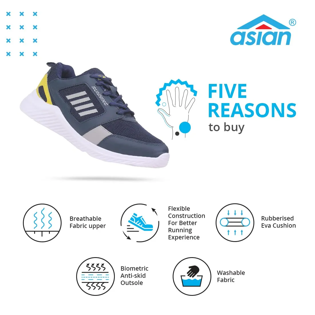 ASIAN Wonder-13 Pro Running, Walking, Gym Lightweight Eva Sole with Extra Jump Sneaker Shoes for Men & Boys 6 UK