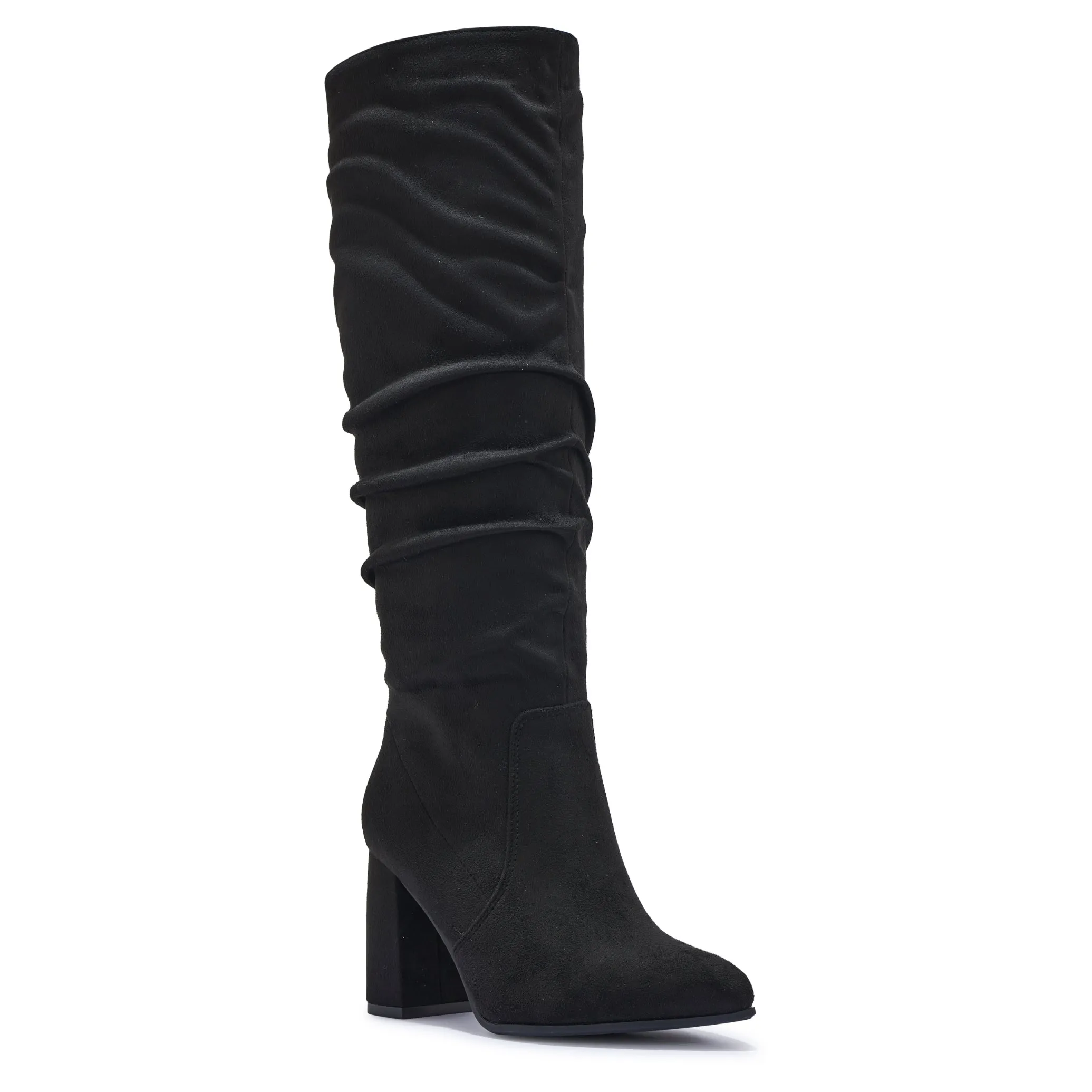 BAILEYS13 POINTY TOE BLOCK HEEL ROUCHED CALF HEIGHT BOOT