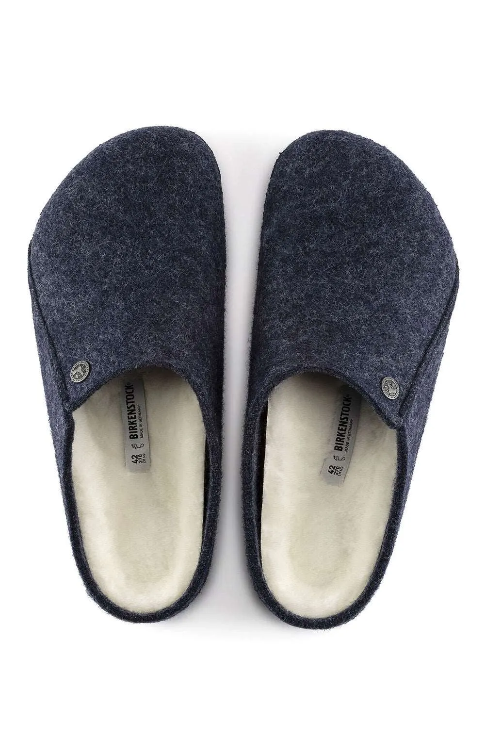 Birkenstock Zermatt Shearling Dark Blue Wool Felt Slippers 1017535