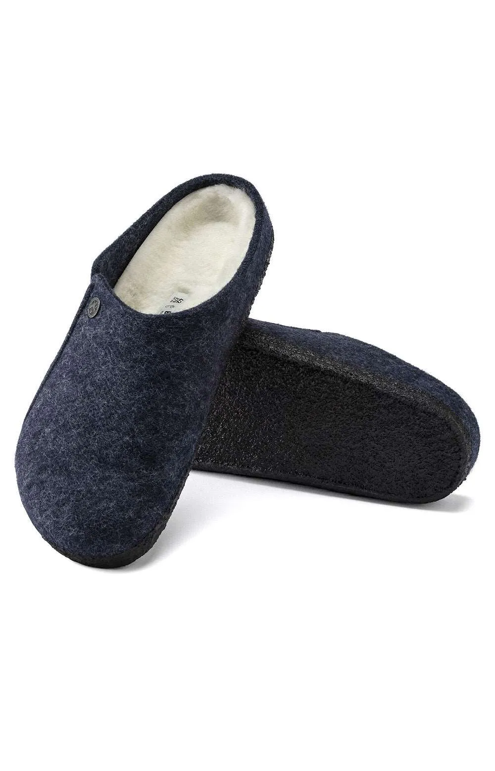 Birkenstock Zermatt Shearling Dark Blue Wool Felt Slippers 1017535