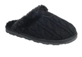 Cable Knit Slippers (Black) FINAL SALE