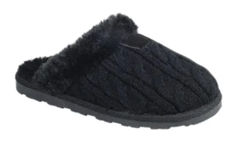 Cable Knit Slippers (Black) FINAL SALE