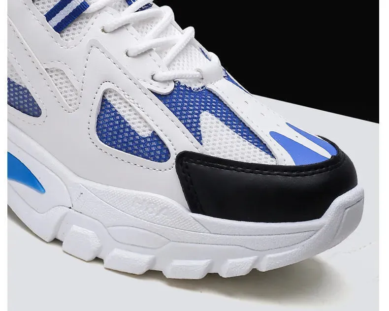 Fashion Colorblock Lace-up Sneakers For Men Breathable Low-top Dad Shoes Running Walking Sports Shoes