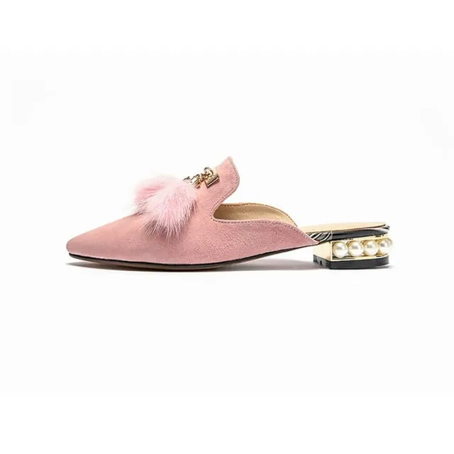 Fur Tassel Suede Mules - Black 36/US 6