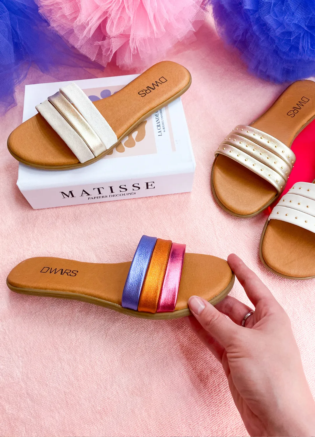 HANA metallic - Slippers | Orange / Pink