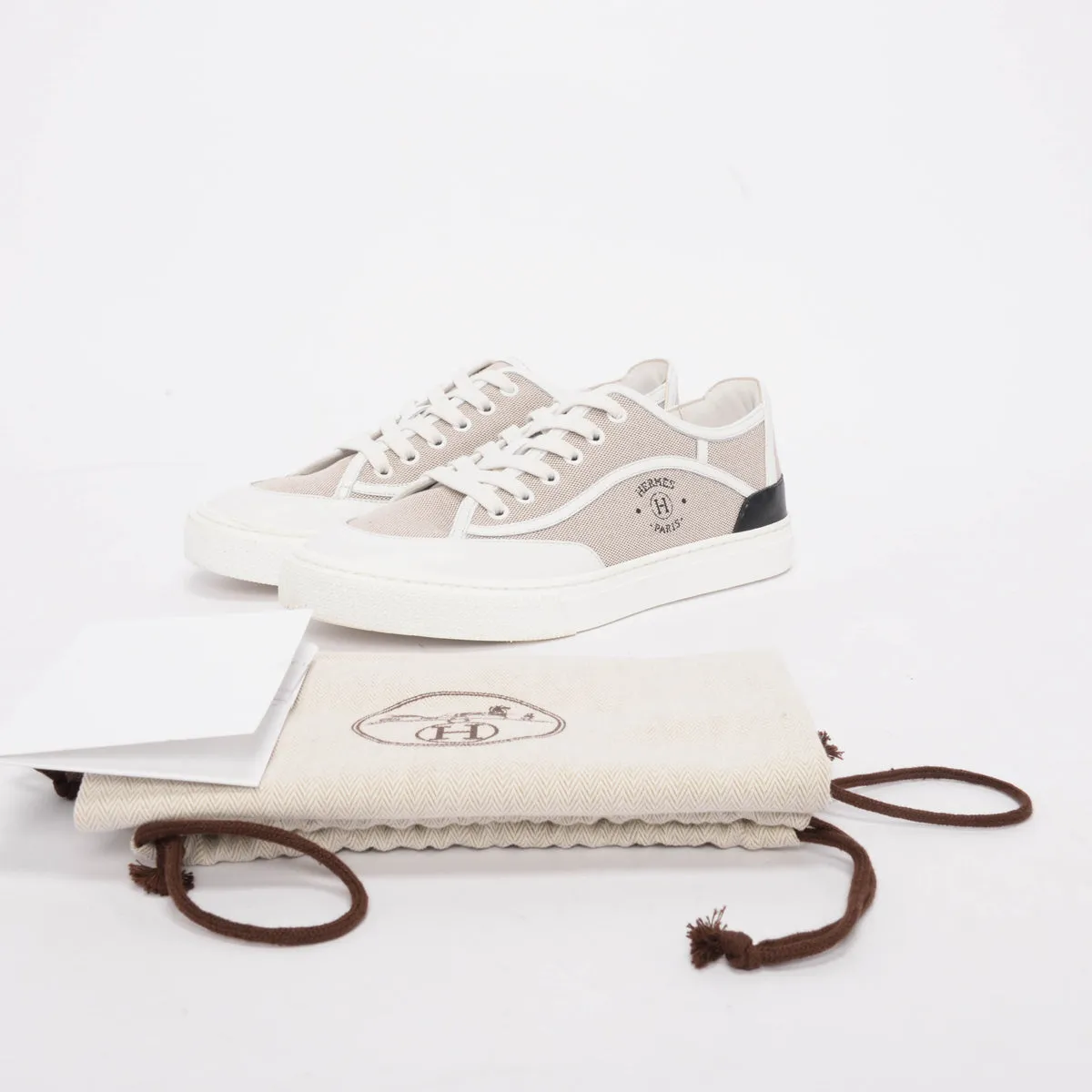 Hermes Prunoir Canvas Get Sneakers 38.5