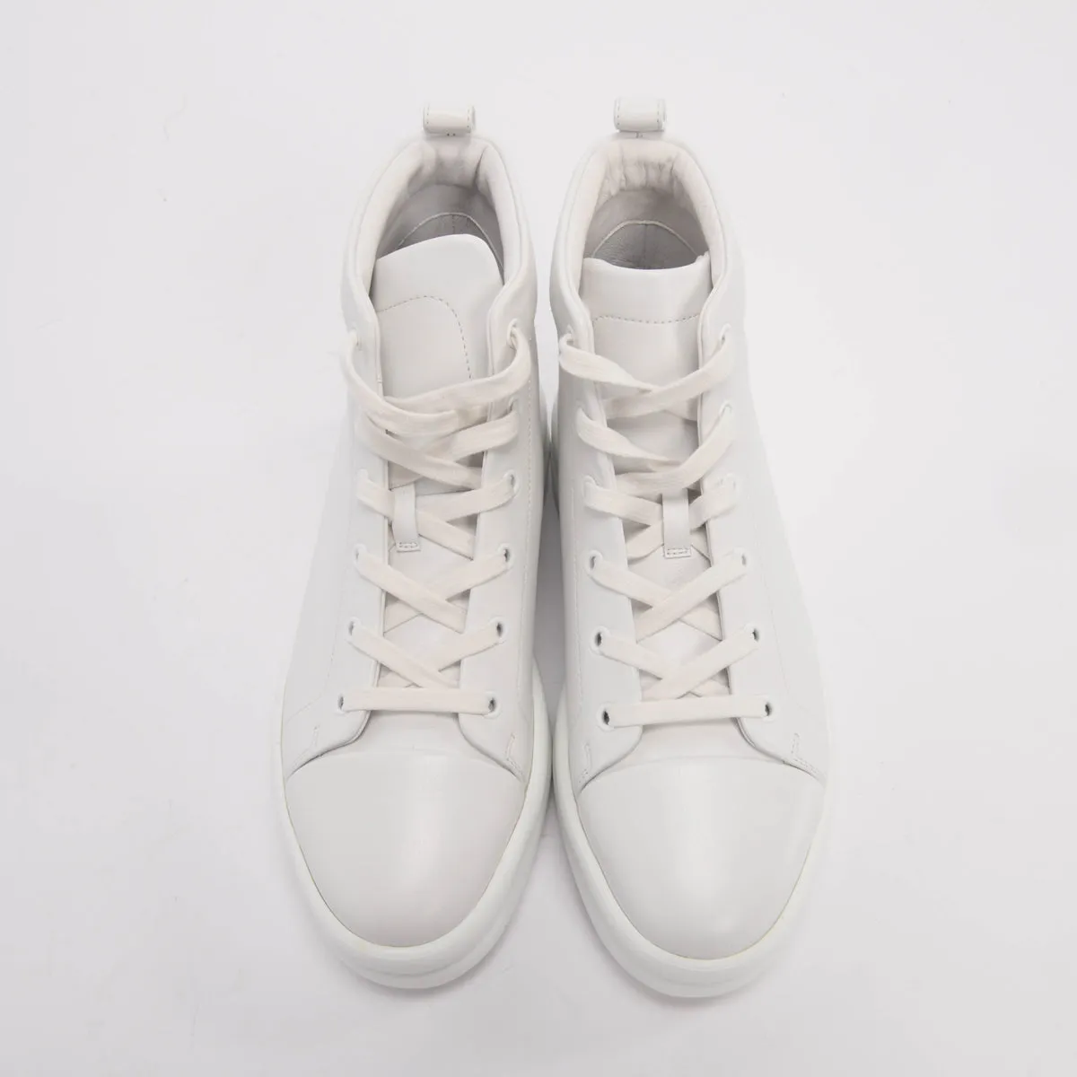 Hermes White Calfskin Happiness High-Top Sneakers 39