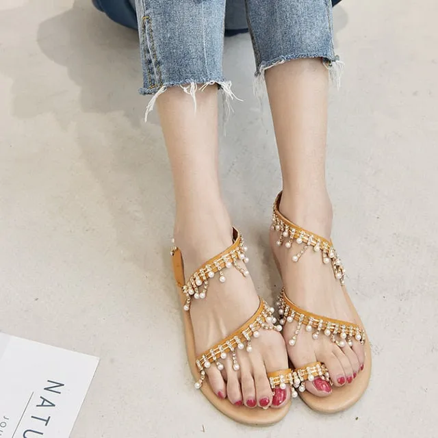 Hot Sale Lace Roman Sandals for Women – Sexy White Slip-on Flat Shoes, Plus Size Sandalias Zapatillas De Mujer
