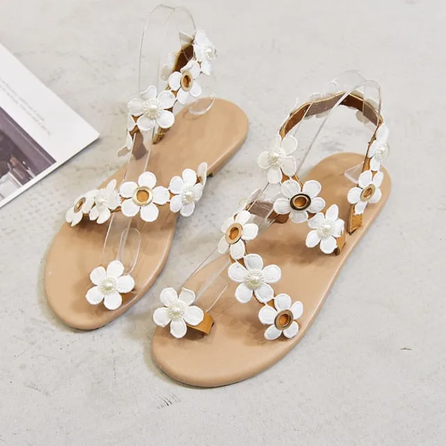 Hot Sale Lace Roman Sandals for Women – Sexy White Slip-on Flat Shoes, Plus Size Sandalias Zapatillas De Mujer