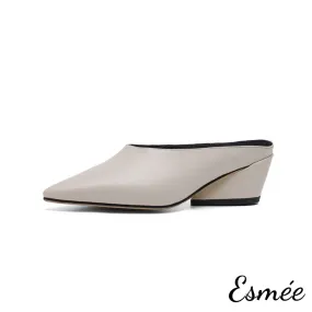 Leather Mules with Chunk Heels