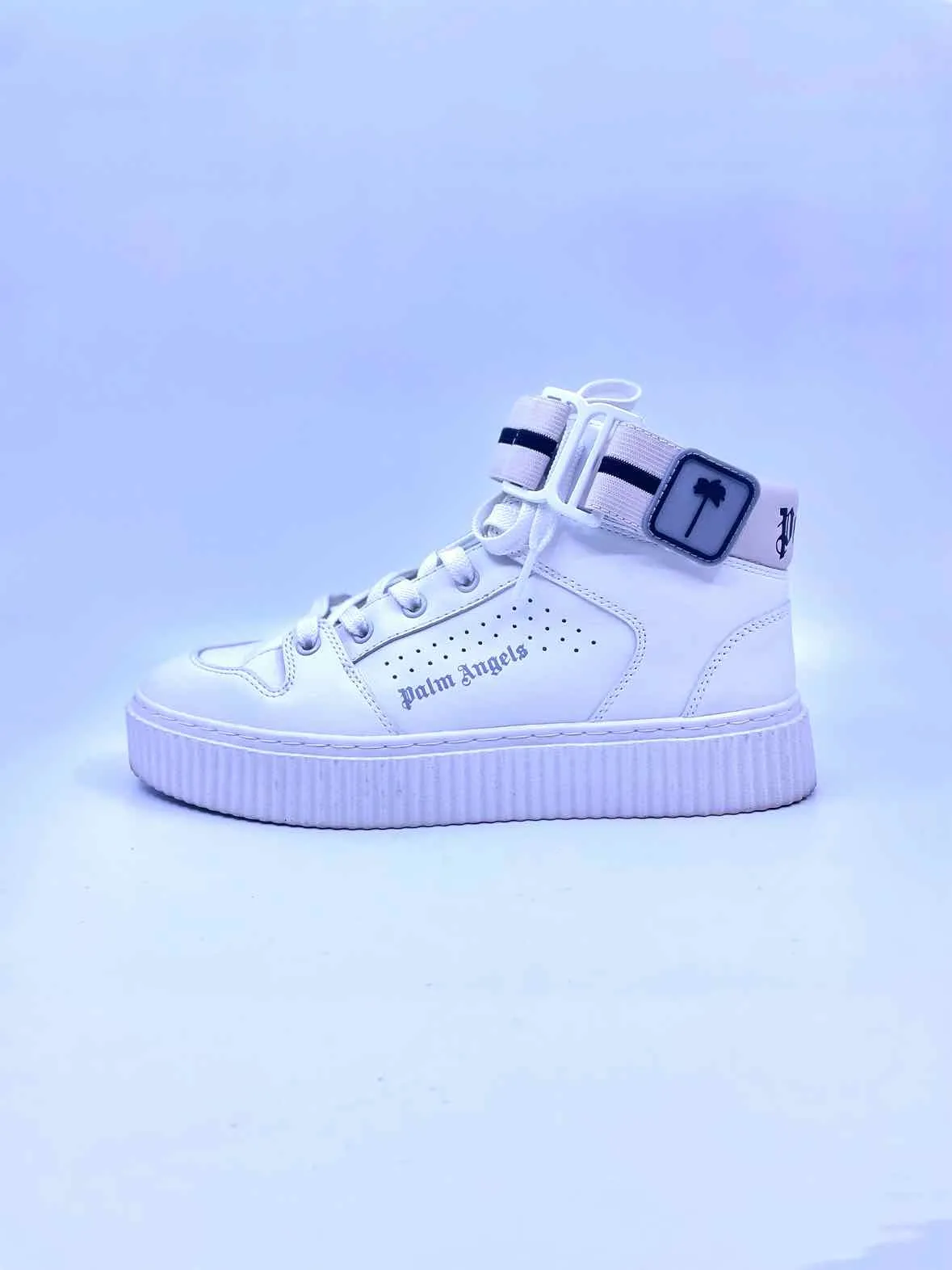 PALM ANGELS Size 9 White Leather Sneakers