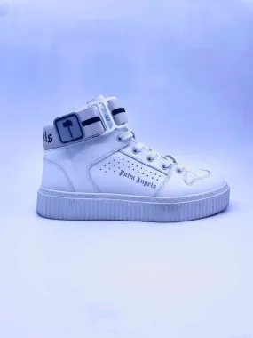 PALM ANGELS Size 9 White Leather Sneakers