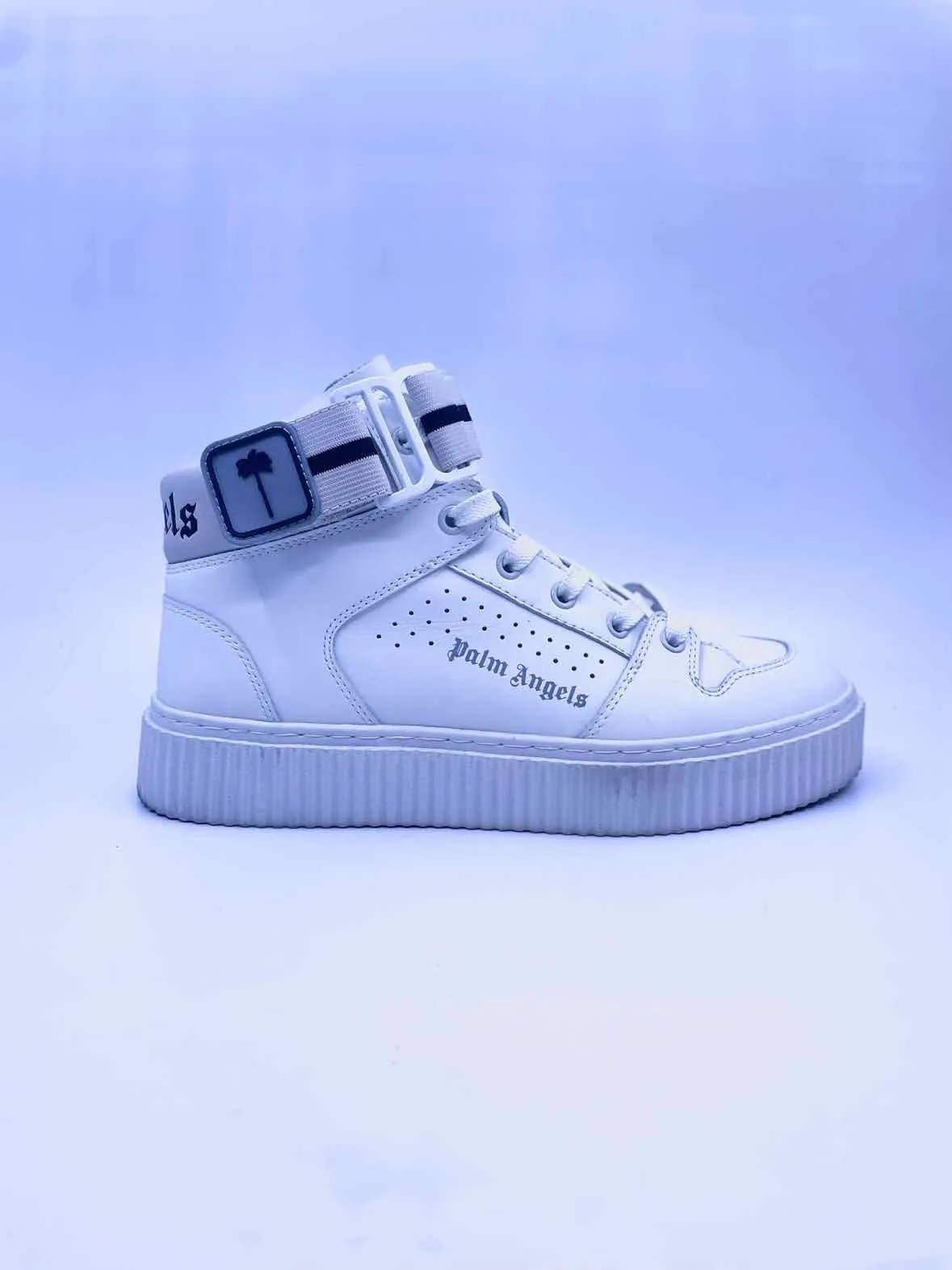 PALM ANGELS Size 9 White Leather Sneakers