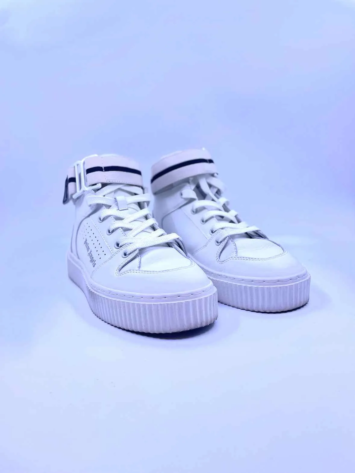 PALM ANGELS Size 9 White Leather Sneakers