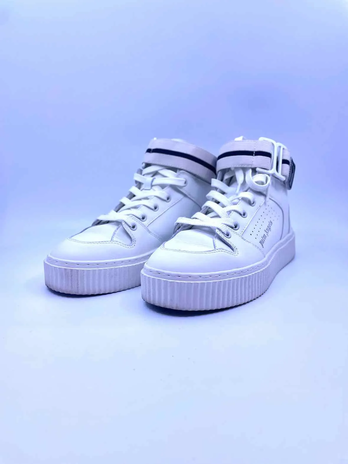 PALM ANGELS Size 9 White Leather Sneakers