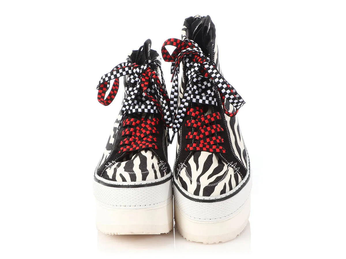 R13 Zebra Print High-Top Skater Platform Sneakers
