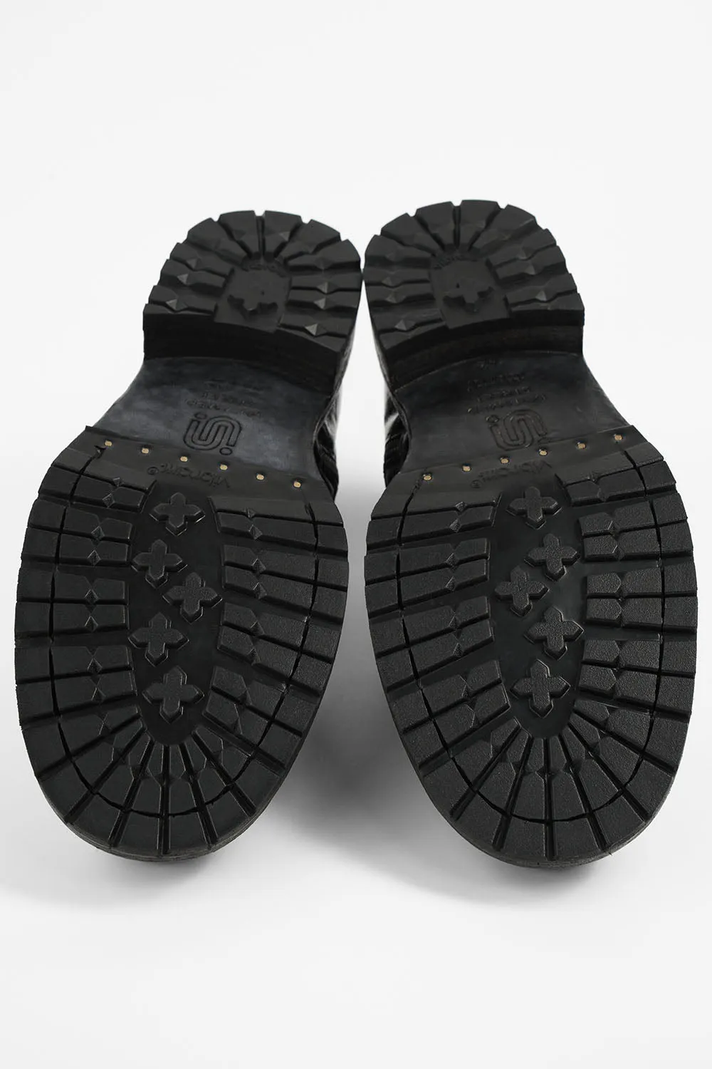 ROWLEY coal-black folded lace up boots.