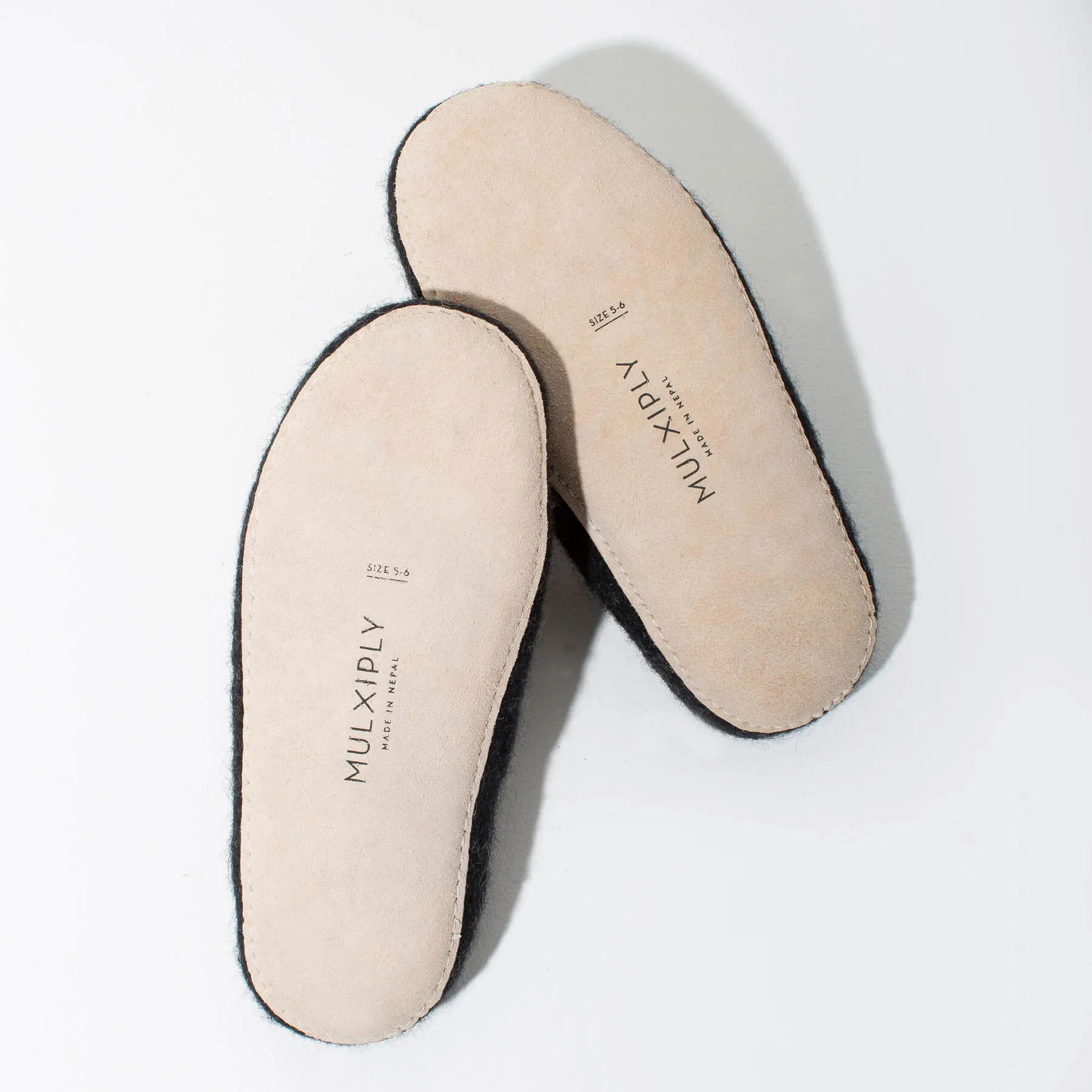 SALE - Pom Pom Felt Slippers - Dark Grey   Gold
