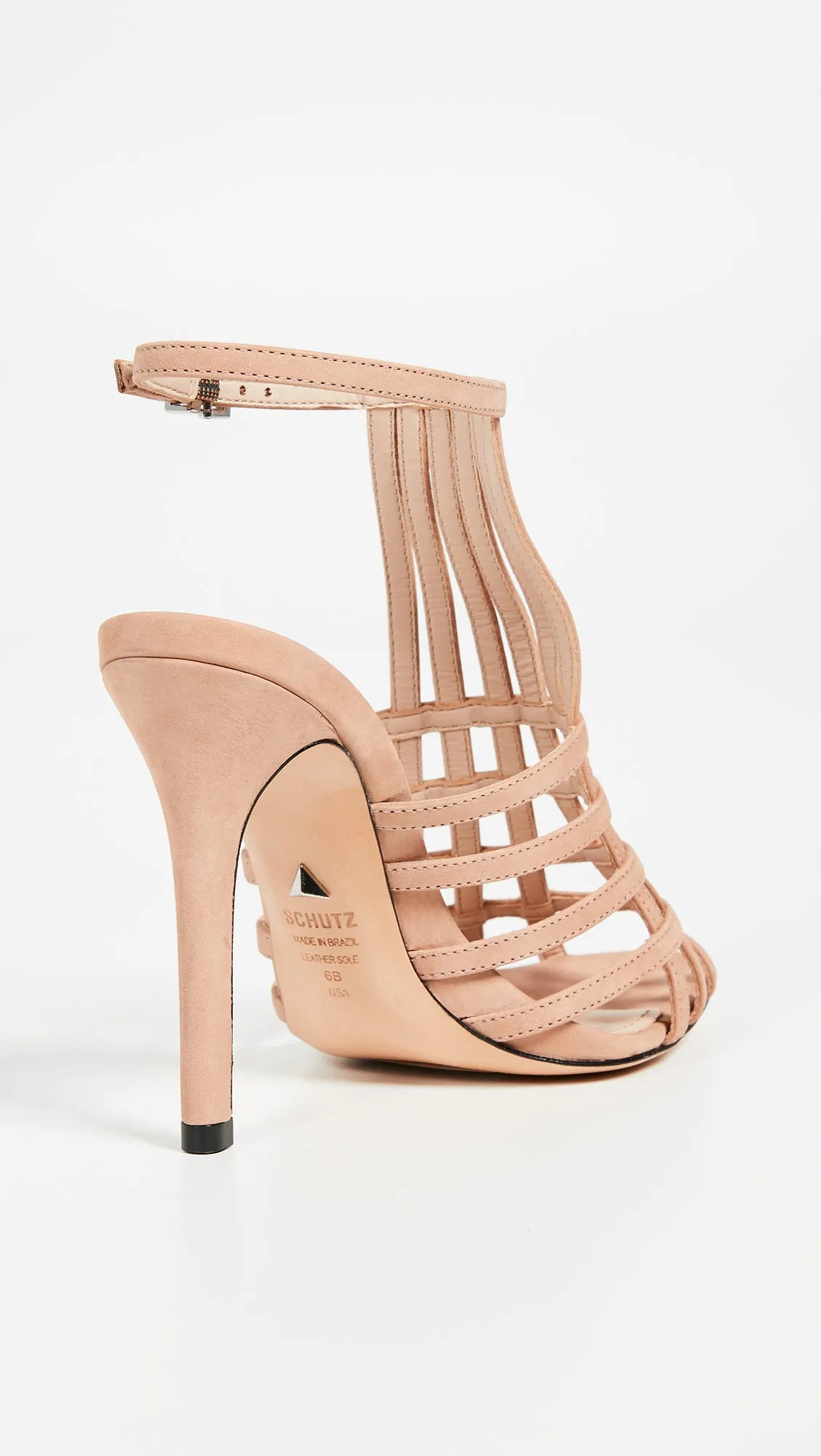 Schutz Joely Honey Beige Nude Strappy Open Toe Strappy High Heel Pumps Sandals