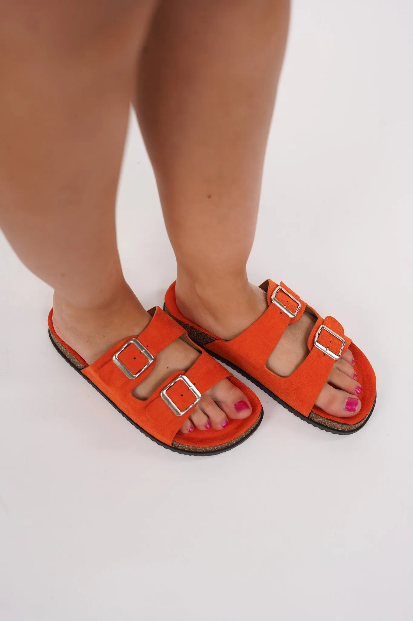 Slipper met verstelbare gespen oranje