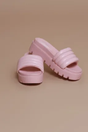 Time Is Running Out Open Toe Slides - Pink