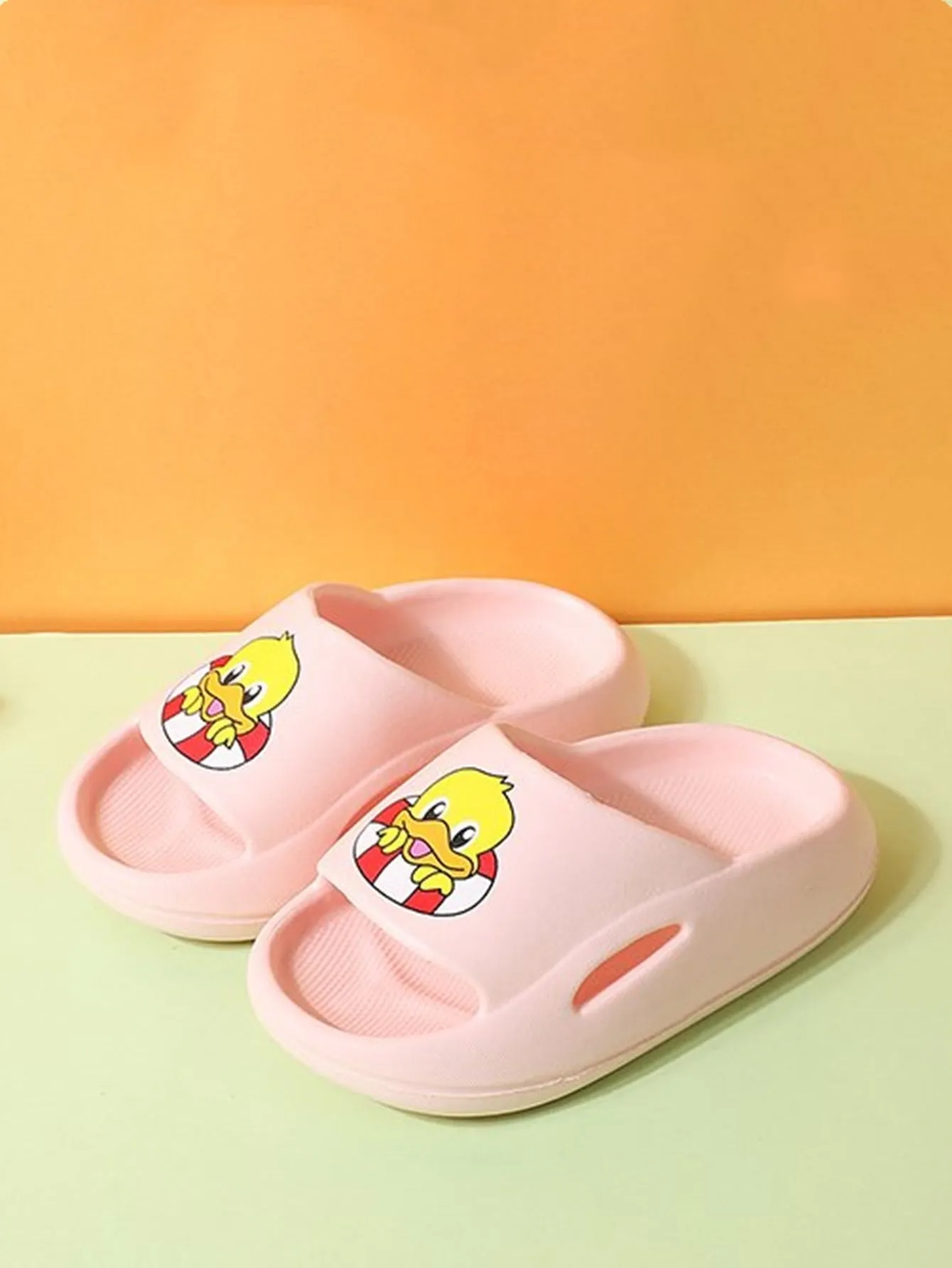 Toddler Girls Cartoon Duck Print Slippers- FDs