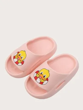 Toddler Girls Cartoon Duck Print Slippers- FDs