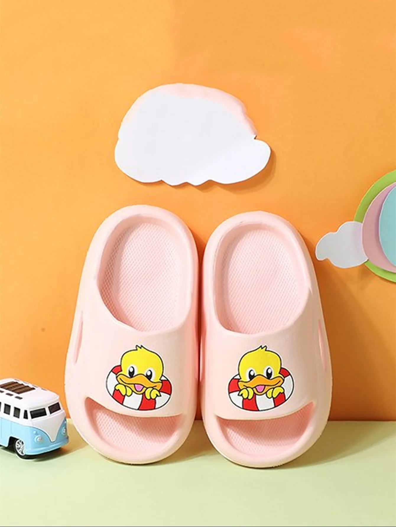 Toddler Girls Cartoon Duck Print Slippers- FDs