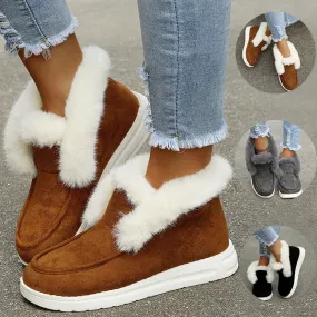 Women’s Suede Slipper Boots with Plush Fur