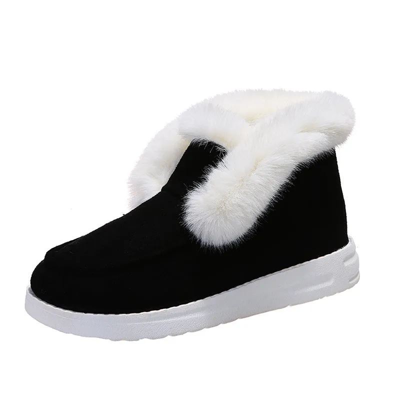 Women’s Suede Slipper Boots with Plush Fur