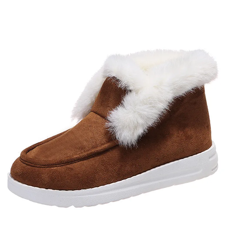 Women’s Suede Slipper Boots with Plush Fur