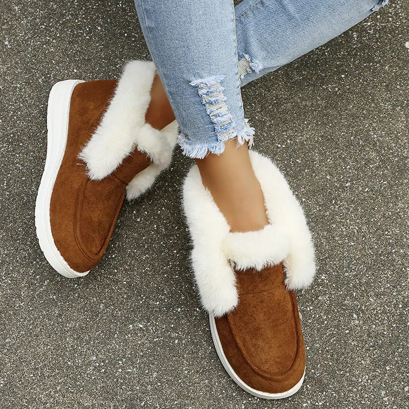Women’s Suede Slipper Boots with Plush Fur
