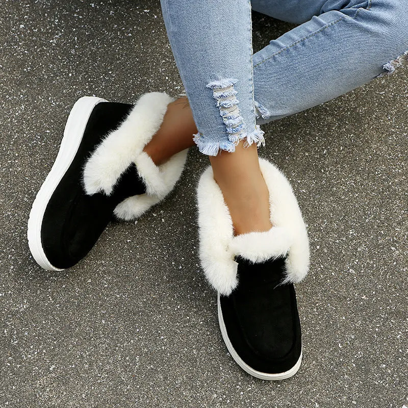 Women’s Suede Slipper Boots with Plush Fur