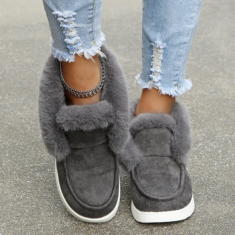 Women’s Suede Slipper Boots with Plush Fur