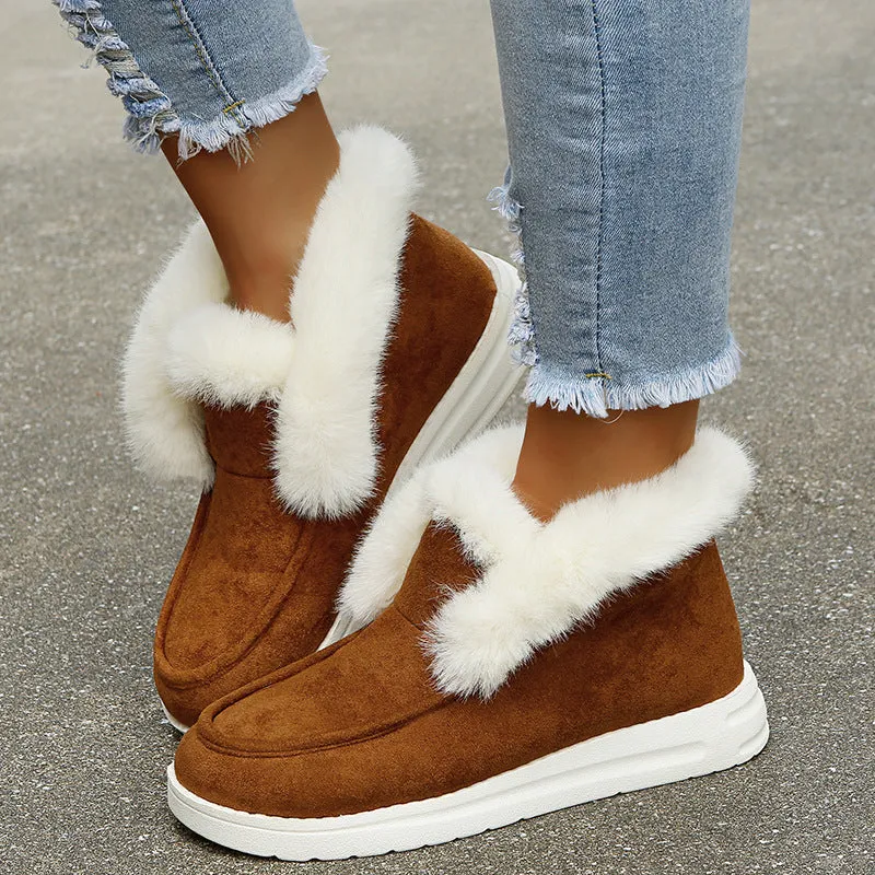 Women’s Suede Slipper Boots with Plush Fur