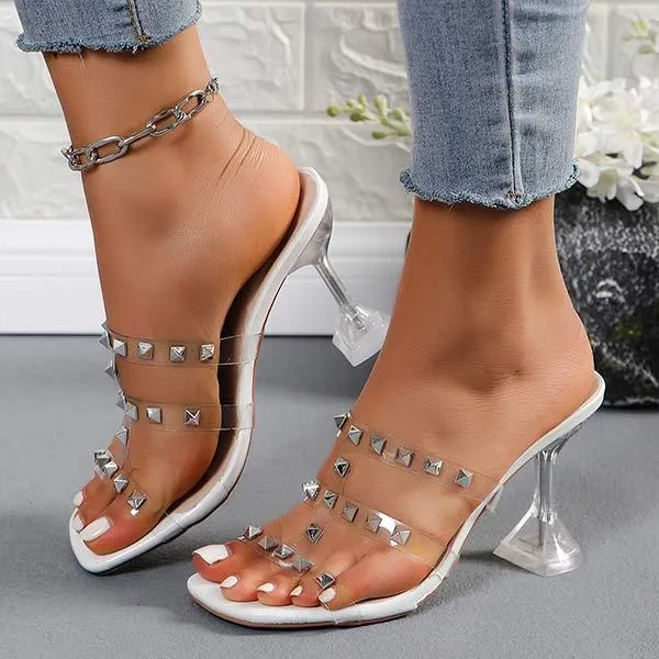 Women's Transparent Stiletto High Heel Sandals 19273340C